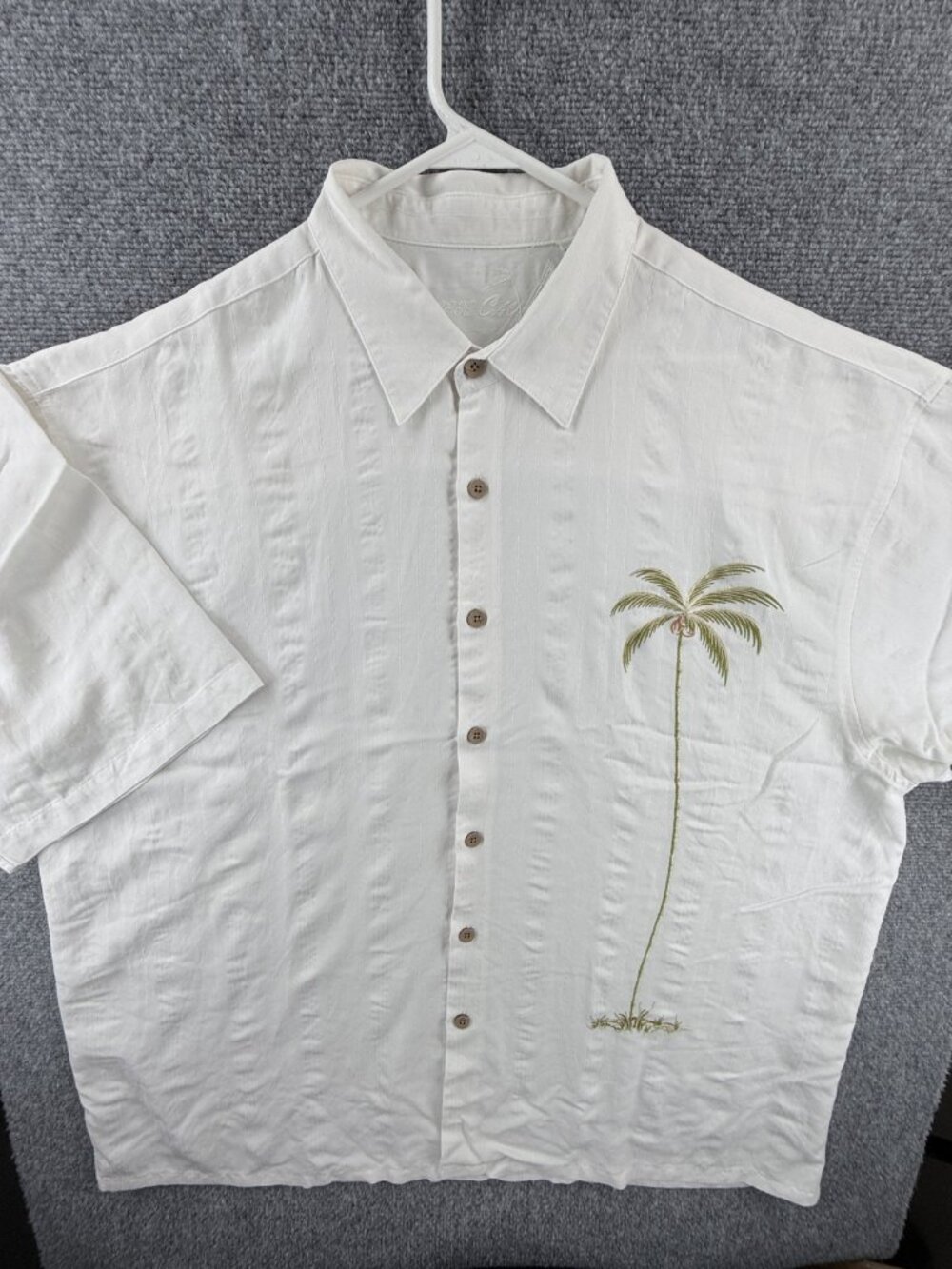Bamboo Cay 2XL Rayon Polyester Short Sleeve Men White Shirt Button Up Adult